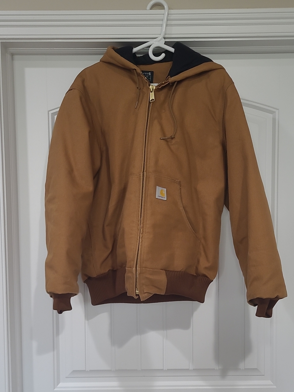 Carhartt Tan Hooded Duck Jacket with Black Lining